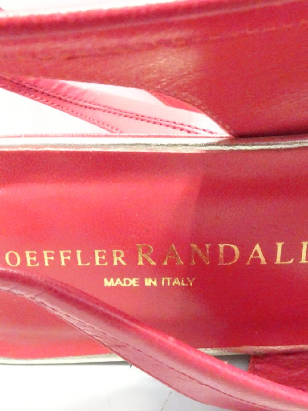 LOEFFLER RANDALL Red Leather Slingback Flats Bow Detail Pointed Toe Size 6 - Picture 3 of 5